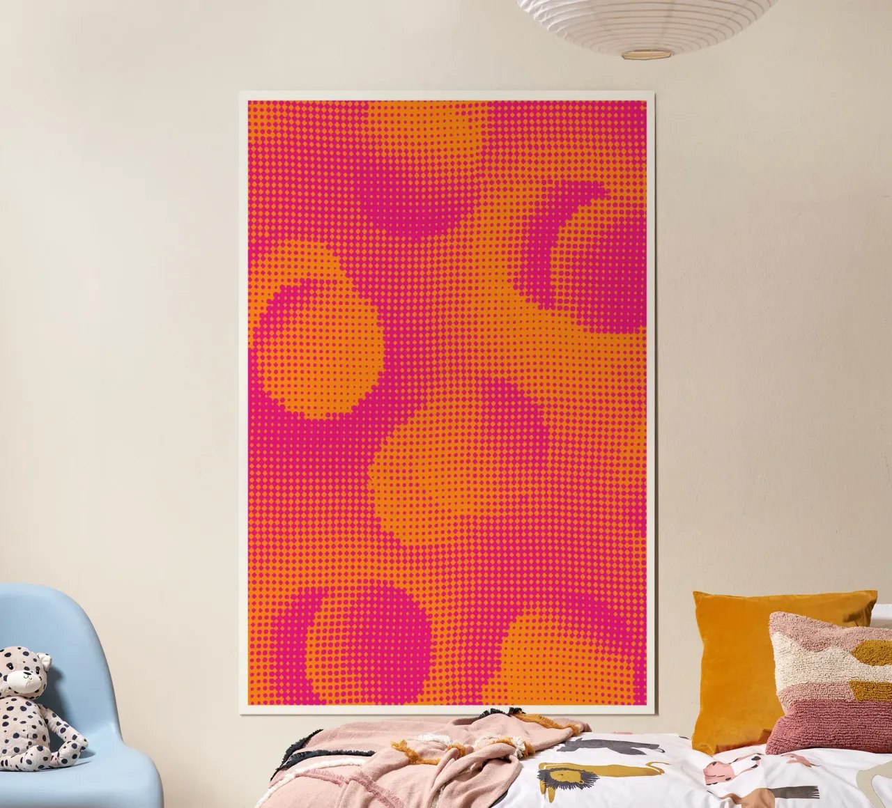 Grid Pattern - Orange pink hahnemühle by Malou-Studio