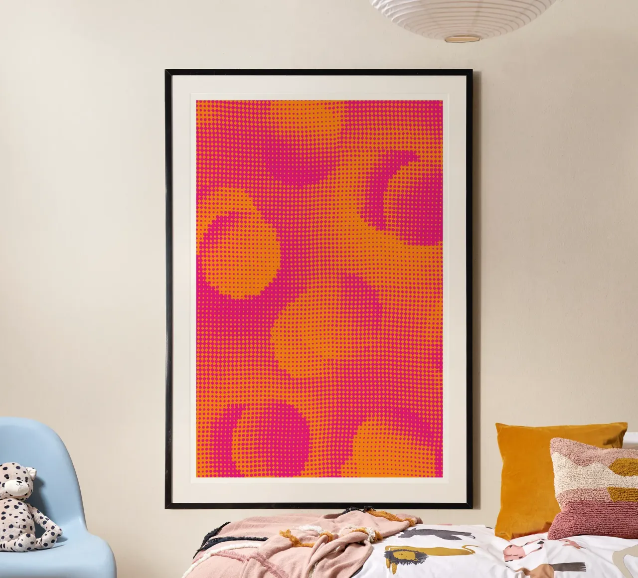 Grid Pattern - Orange pink hahnemühle by Malou-Studio