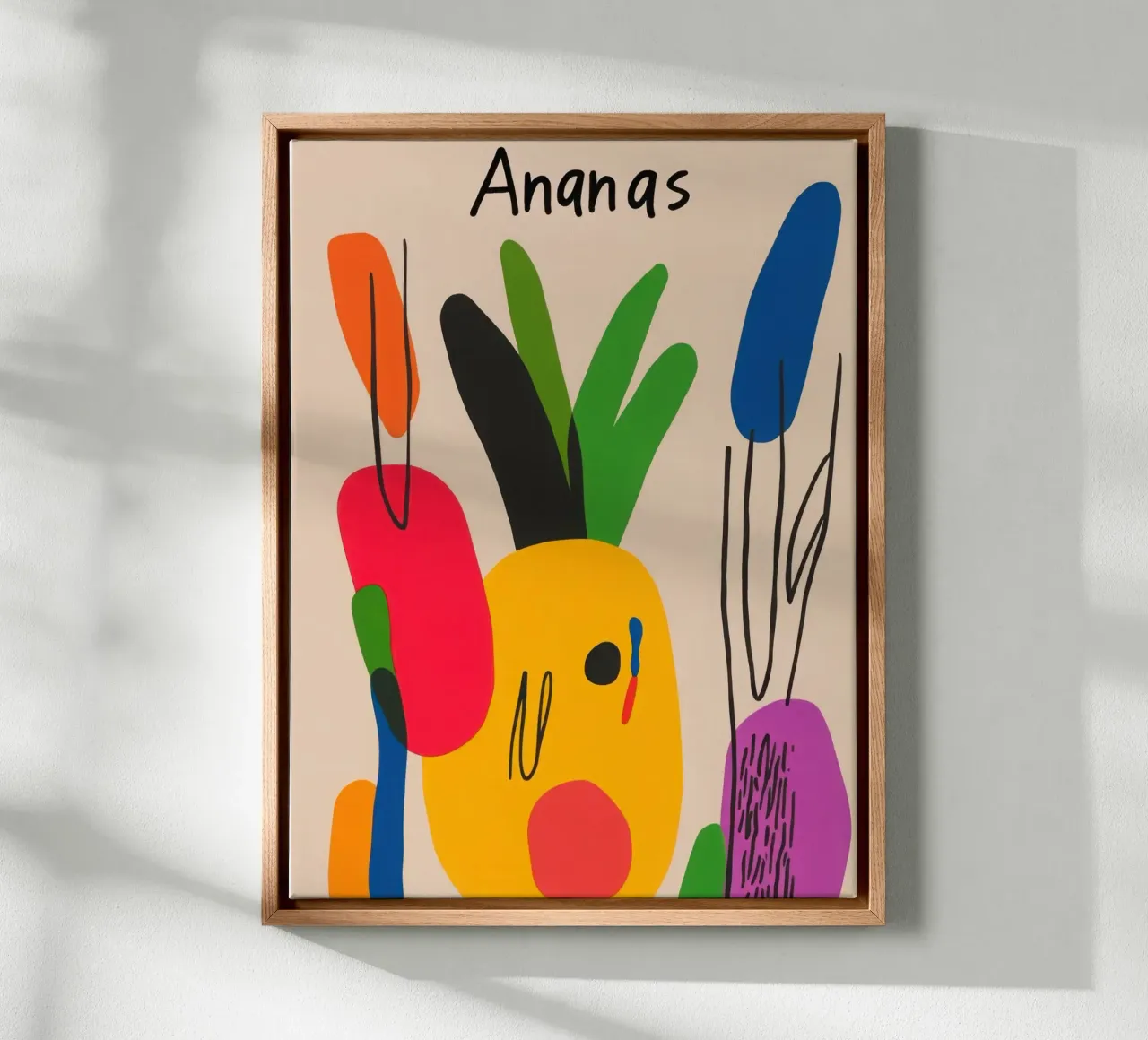 Ananas Moderne tela con Cornice a cassetta da Pop and Fruits - Affiches & posters
