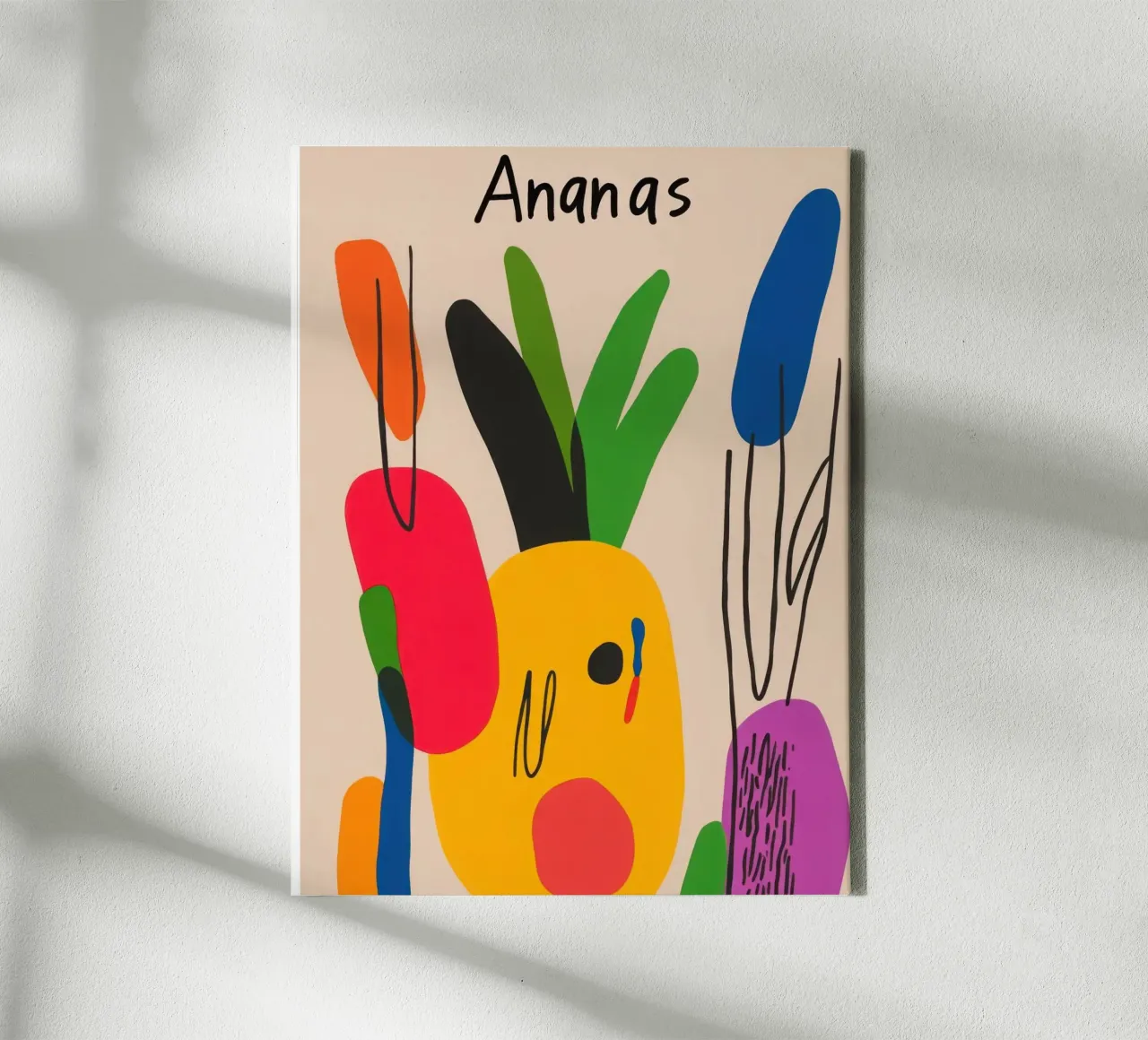 Ananas Moderne tela con Cornice a cassetta da Pop and Fruits - Affiches & posters