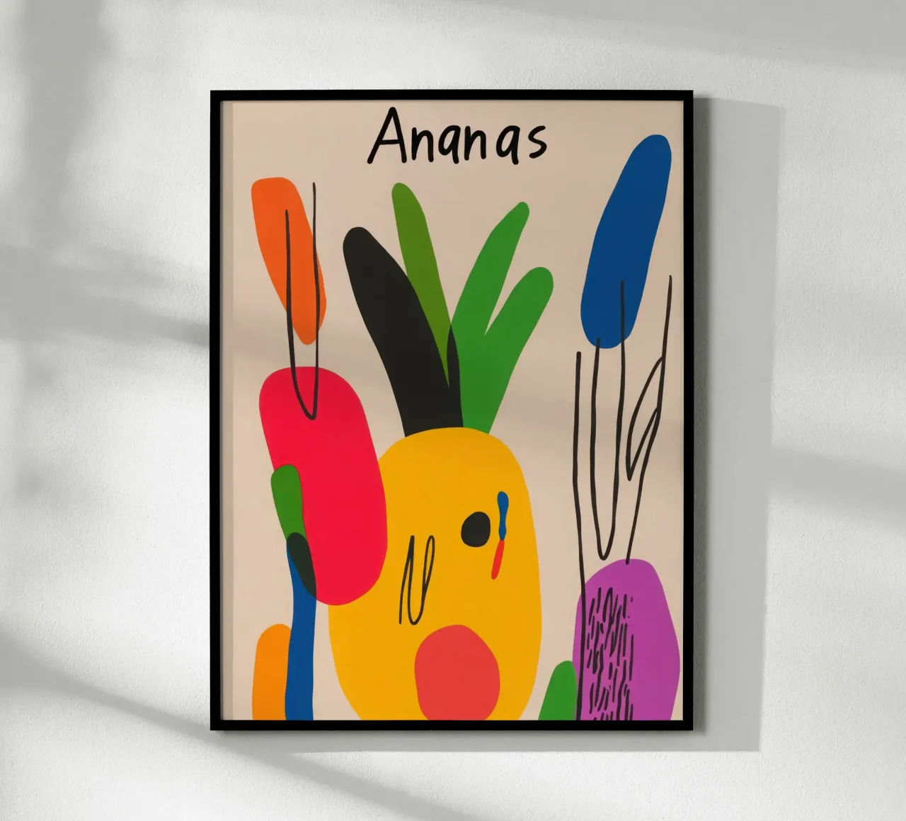 Ananas Moderne poster con telaio in alluminio da Pop and Fruits - Affiches & posters