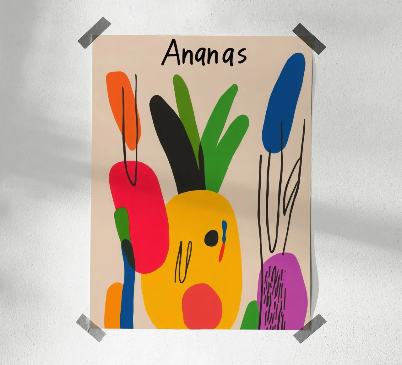Ananas Moderne poster con telaio in alluminio da Pop and Fruits - Affiches & posters