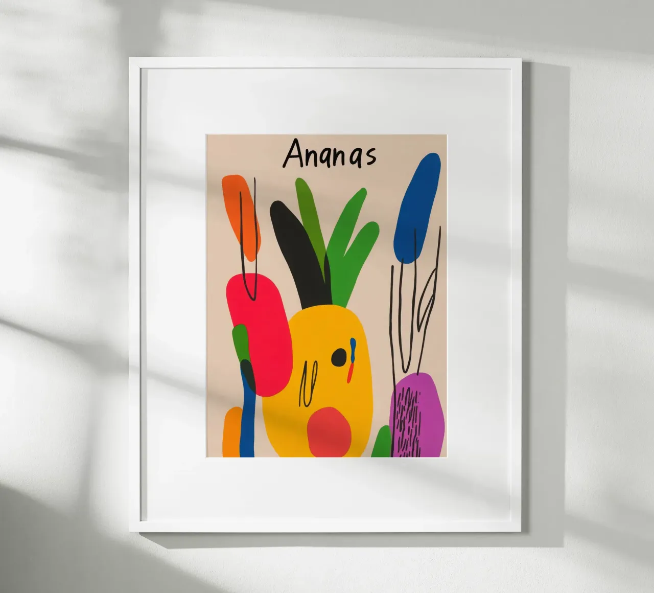Ananas Moderne poster con telaio in alluminio da Pop and Fruits - Affiches & posters