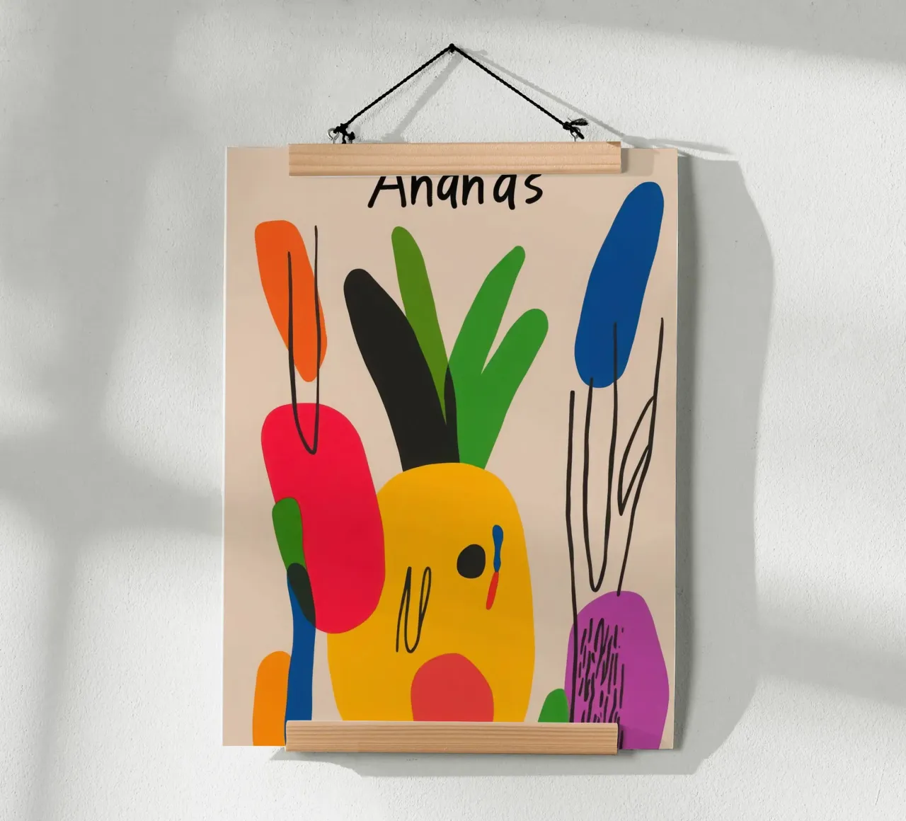 Ananas Moderne poster con telaio in alluminio da Pop and Fruits - Affiches & posters