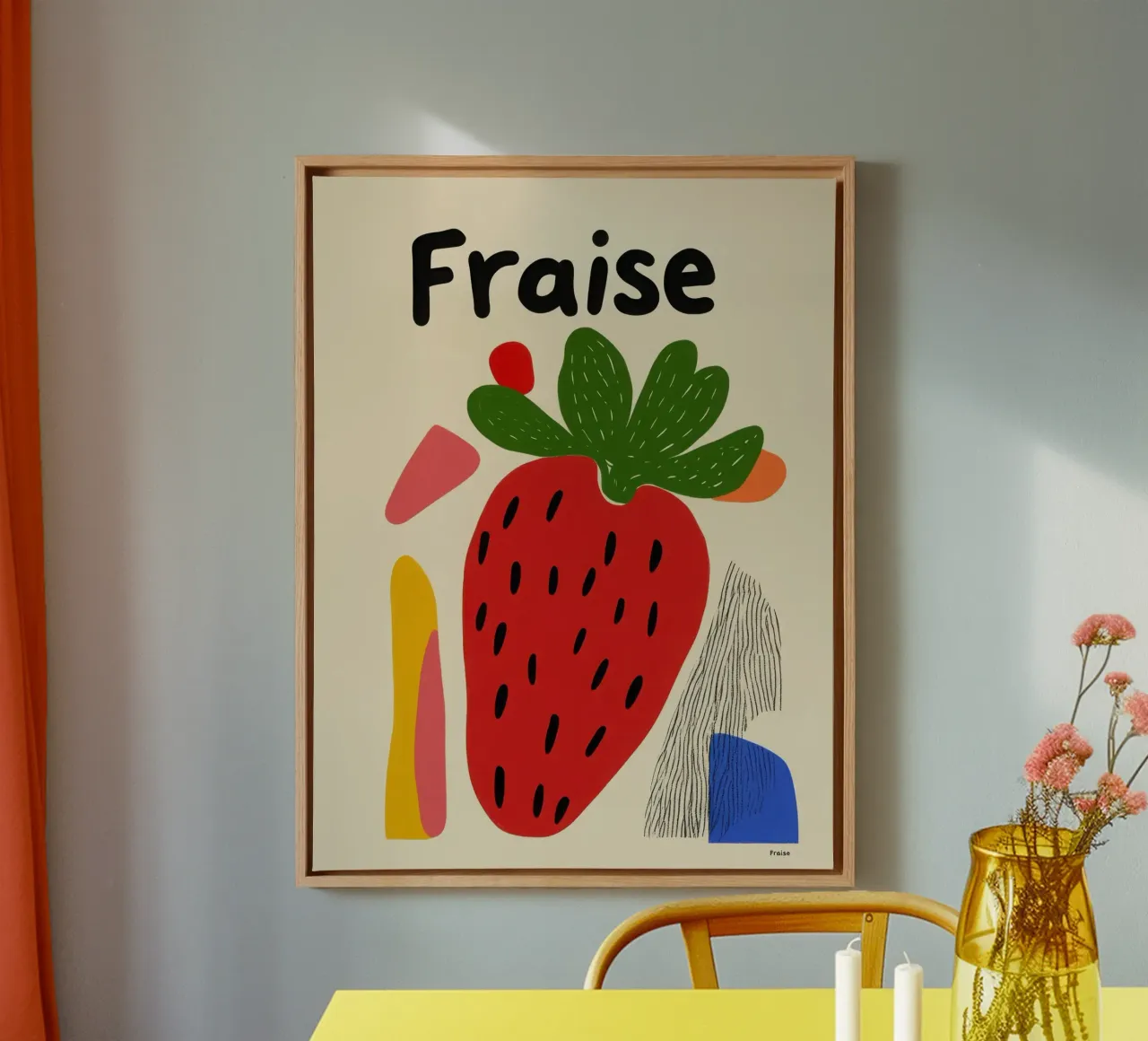 Fragola artistica tela con Cornice a cassetta da Pop and Fruits - Affiches & posters