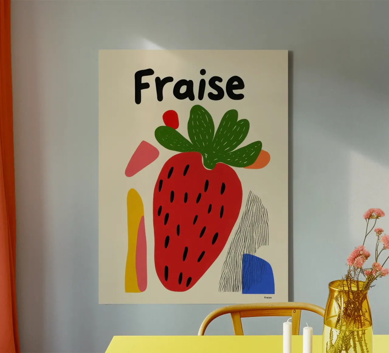 Fragola artistica tela con Cornice a cassetta da Pop and Fruits - Affiches & posters
