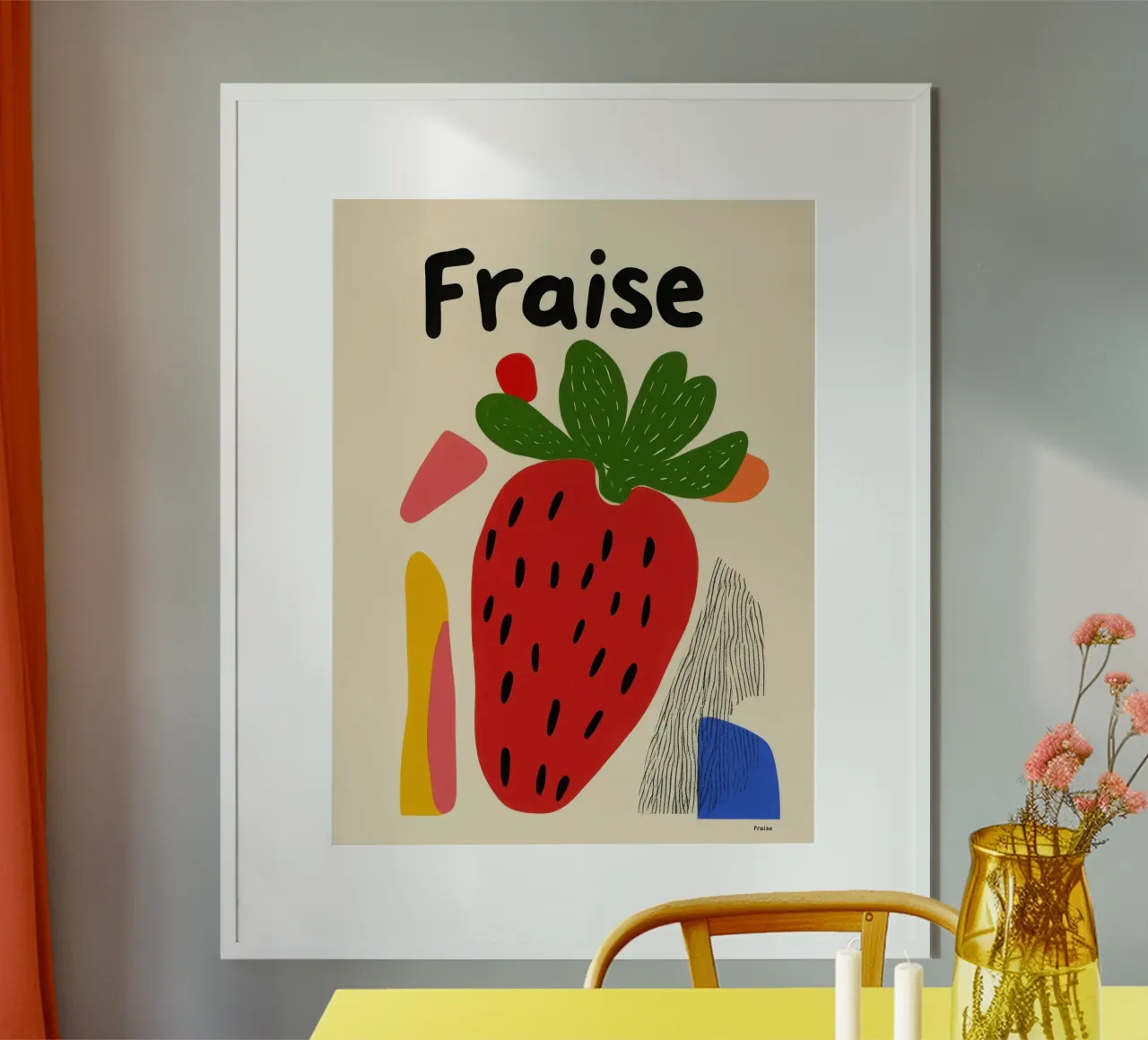Fragola artistica poster con telaio in alluminio da Pop and Fruits - Affiches & posters