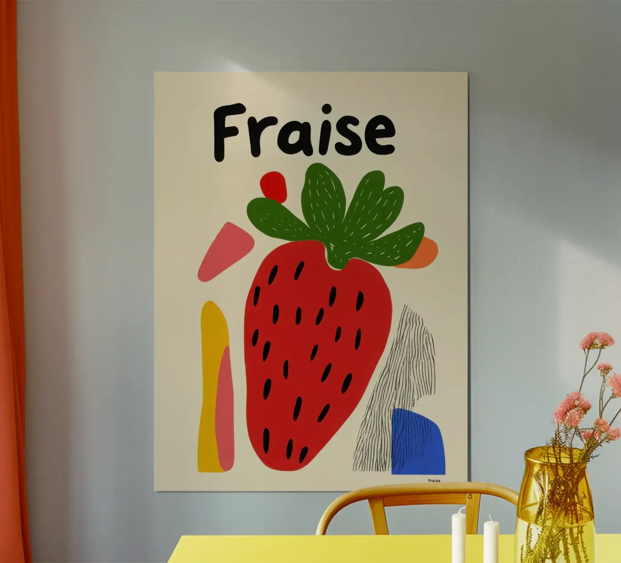 Fragola artistica poster con telaio in alluminio da Pop and Fruits - Affiches & posters