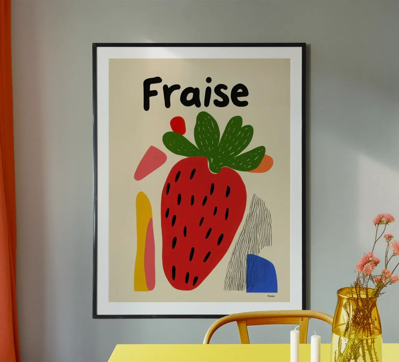 Fragola artistica poster con telaio in alluminio da Pop and Fruits - Affiches & posters