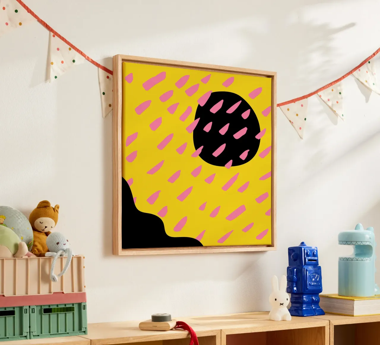 Pink Rain canvas met Baklijst van Kim Hubball Studio