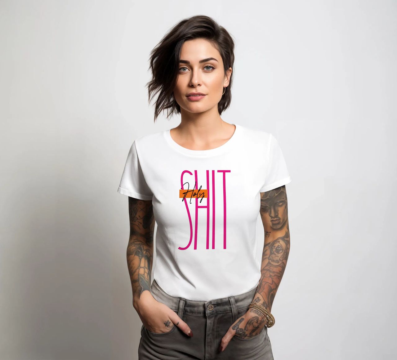 Heiliger Strohsack - Orange-Rosa Frauen T-Shirt von Malou-Studio
