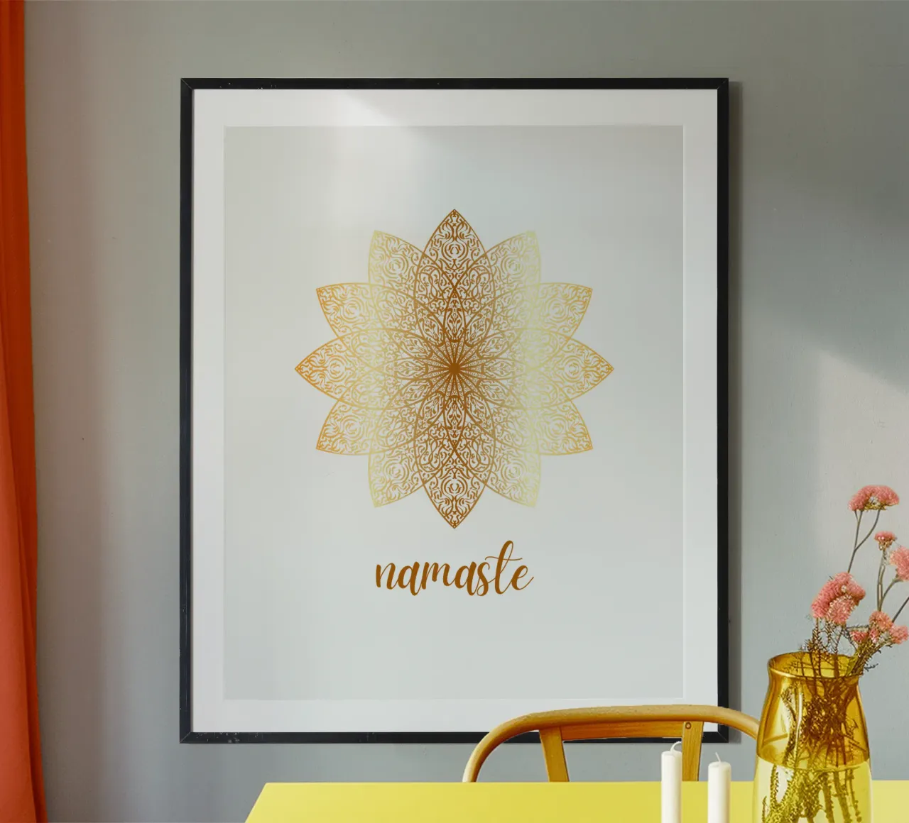 Namaste d'oro poster con telaio in alluminio da ArtDesign by KBK