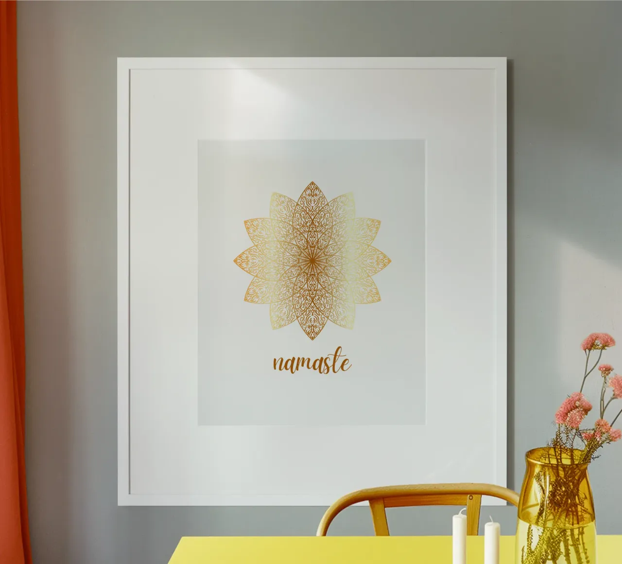 Namaste d'oro poster con telaio in alluminio da ArtDesign by KBK