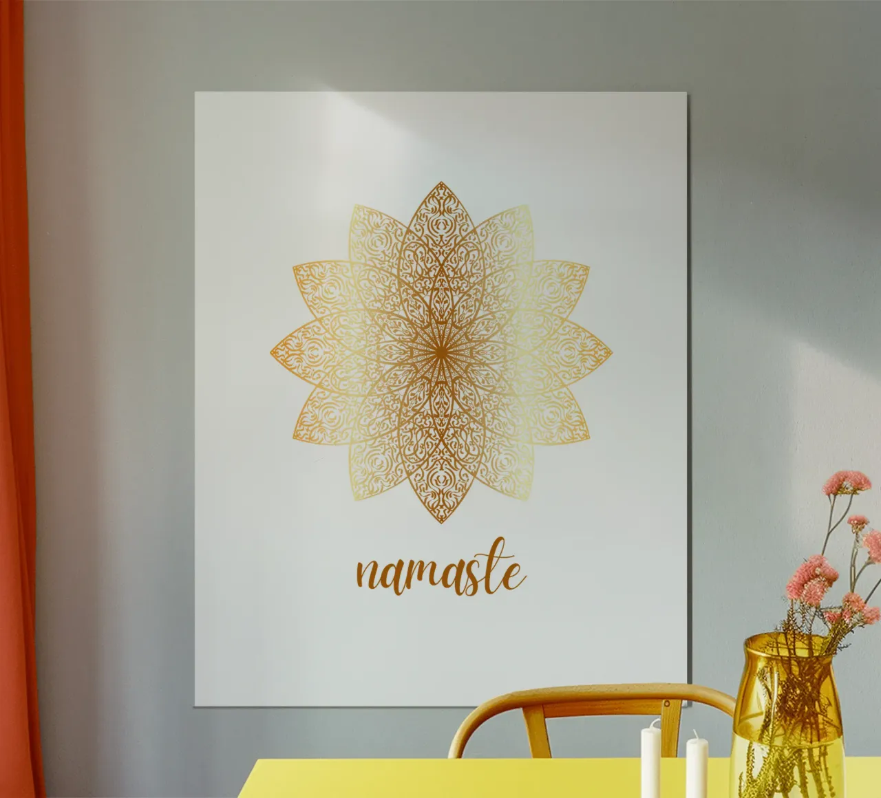 Namaste d'oro poster con telaio in alluminio da ArtDesign by KBK