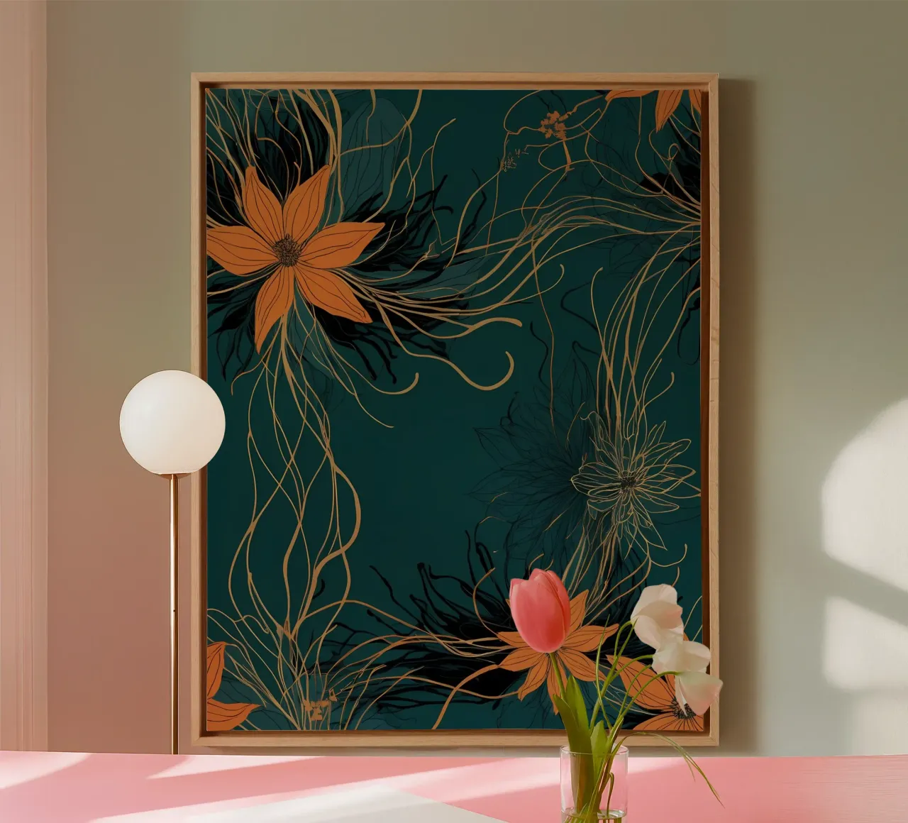 Enchanting Flora canvas with Floater frame by Artistic-shop