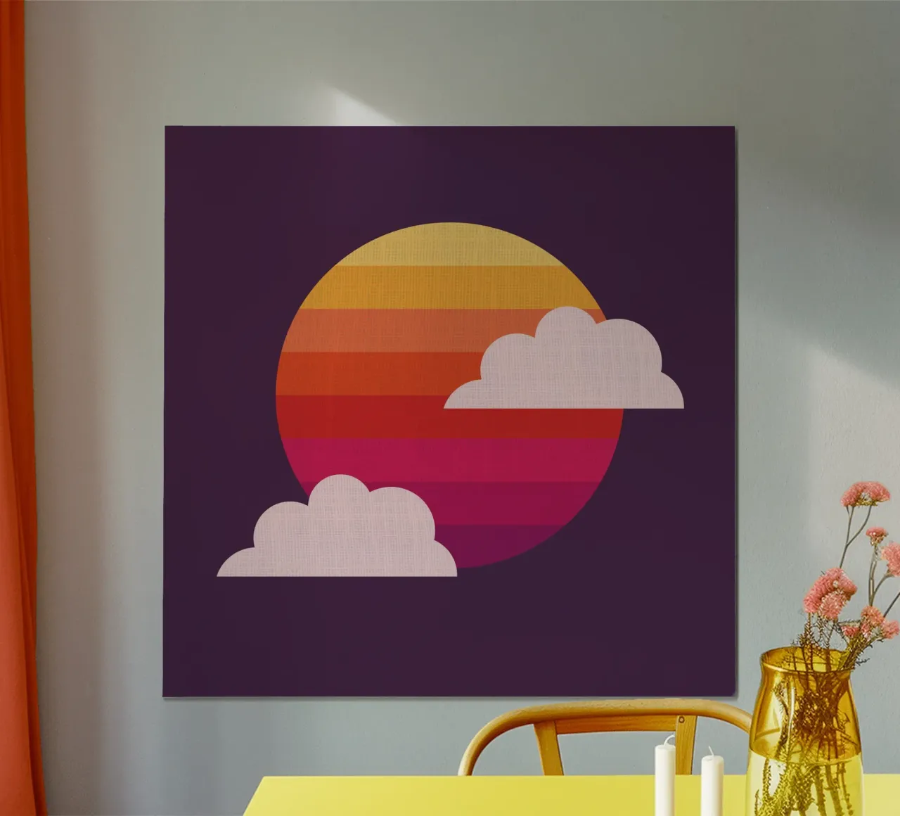 Sole al tramonto poster con telaio in alluminio da Kim Hubball Studio