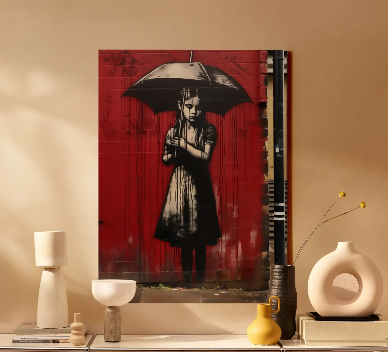 A Hard Rain's A-Gonna Fall | Bob Dylan meets Banksy tela con Cornice a cassetta da Autofocus