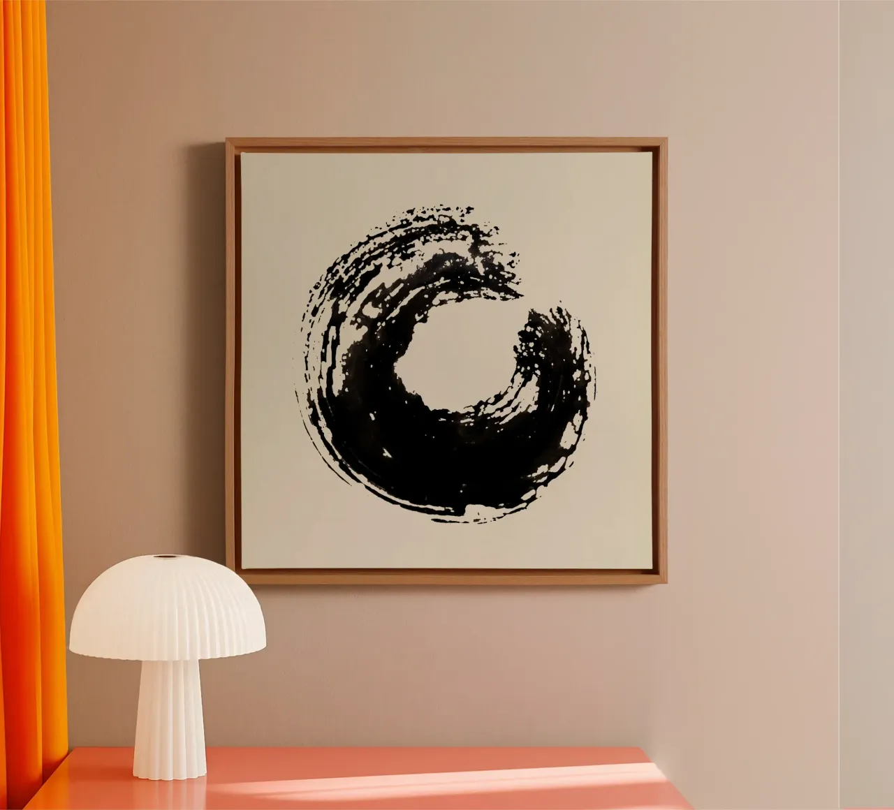 Strokes 15 | Black Ink Enso Circle tela con Cornice a cassetta da sabidussi