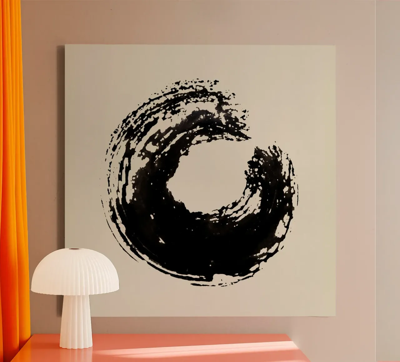 Strokes 15 | Black Ink Enso Circle tela con Cornice a cassetta da sabidussi