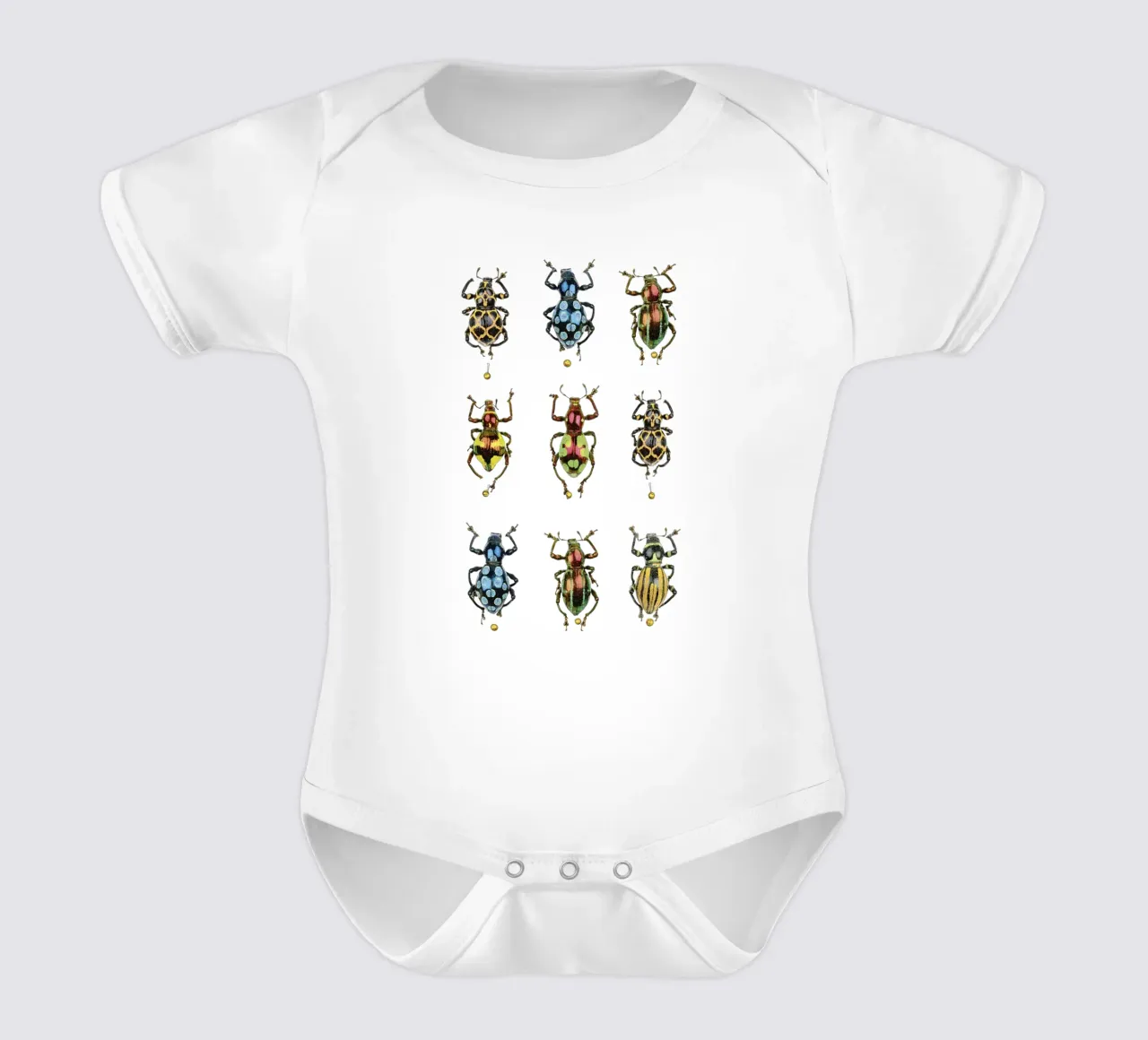Winzige Schätze: Glänzend bunte Käfer Kurzarm Babybody von Curious Collections by Marielle Leenders