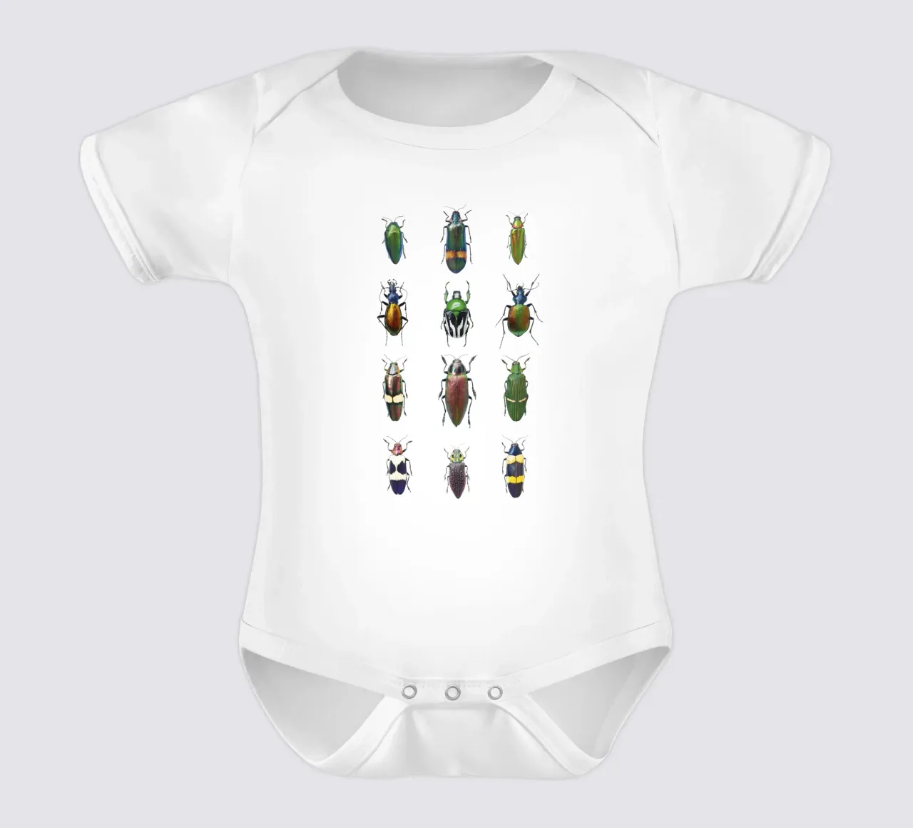 Schillernde Vielfalt: Diverse Käfer Kurzarm Babybody von Curious Collections by Marielle Leenders