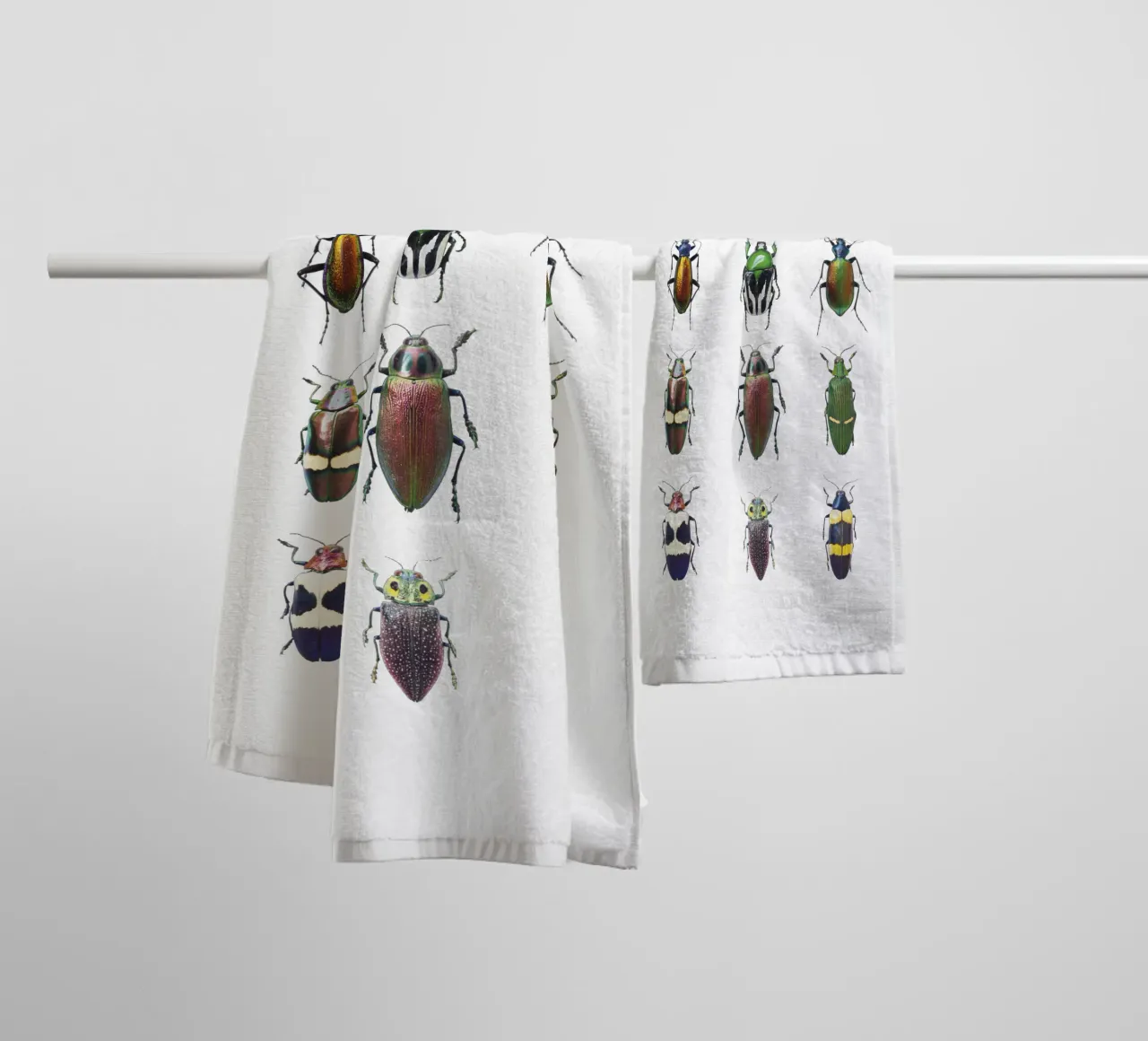 Dazzling Diversity: Assorted Beetles towel by Curious Collections by Marielle Leenders