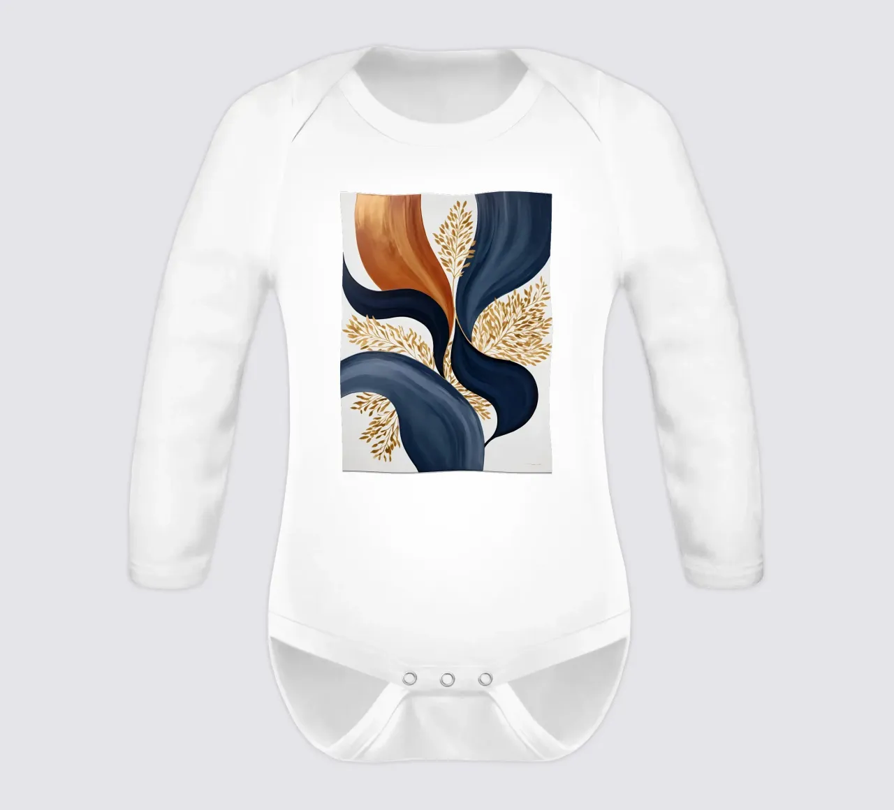 Golden Embrace long-sleeve baby romper by Artistic-shop