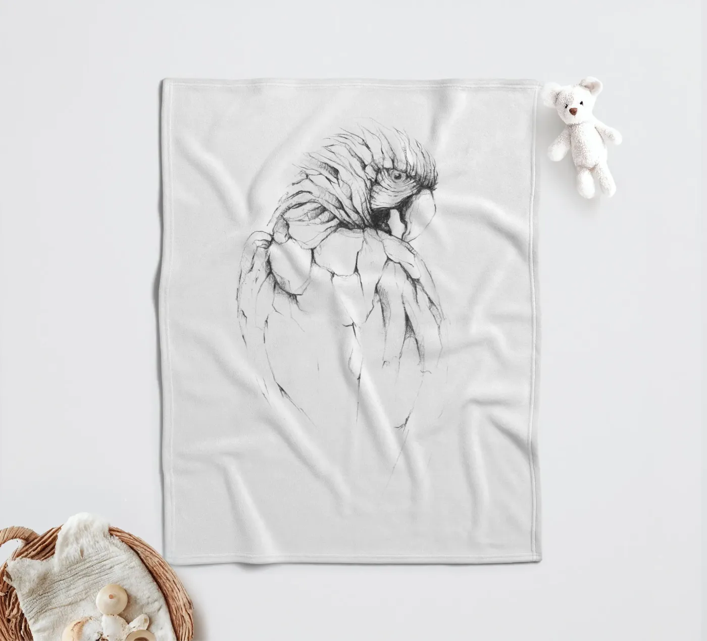 Papagei Fleecedecke von mikekoubou