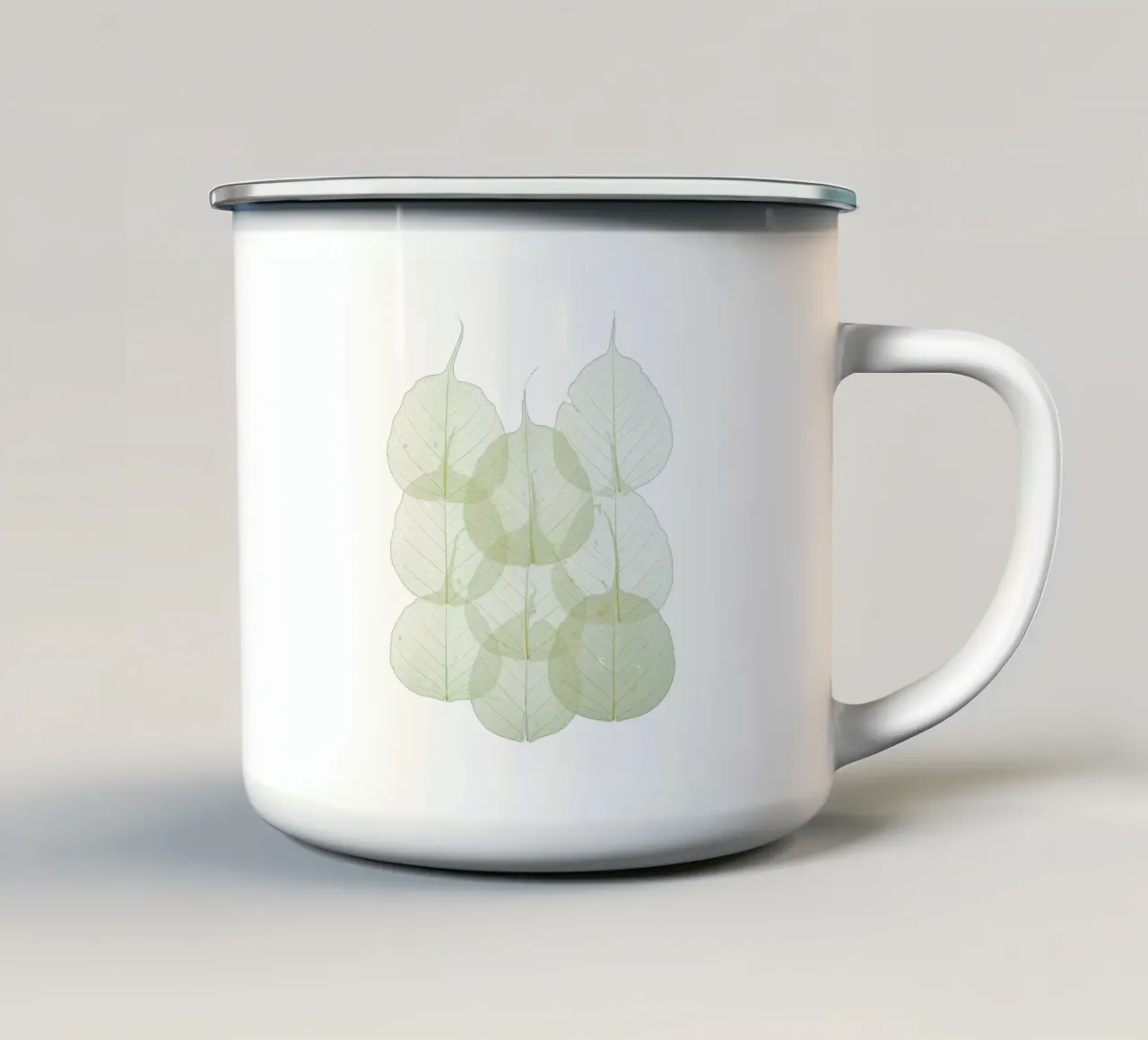 L'intricatezza della natura: Foglie verdi con venature tazza in smalto da Curious Collections by Marielle Leenders