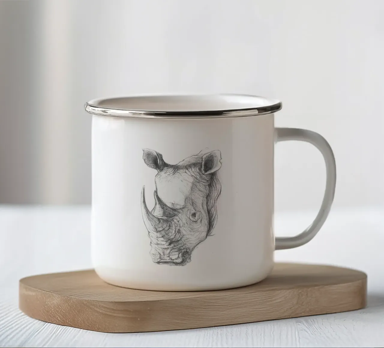 Rhino tazza in smalto da mikekoubou