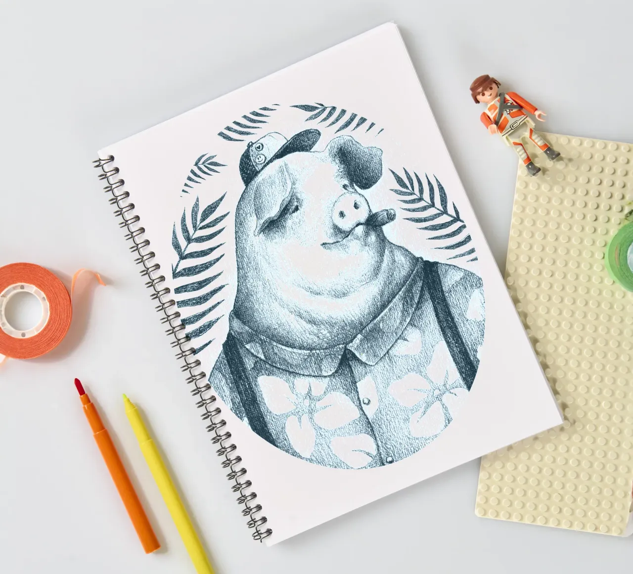 Summer Pig spiral notebook by mikekoubou