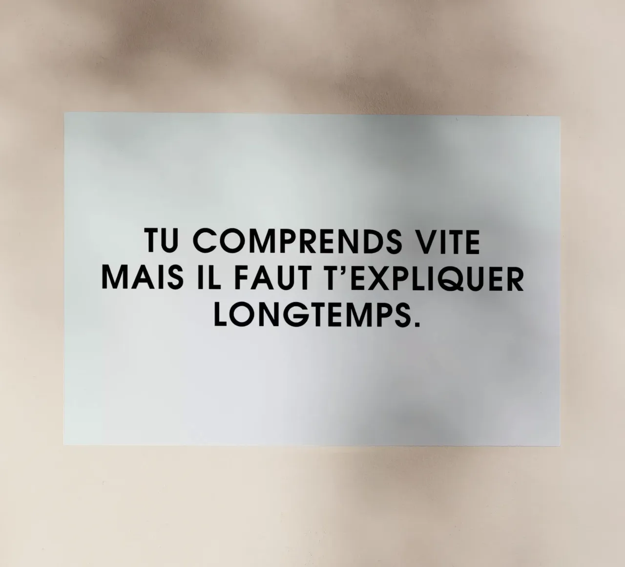 Tu comprends vite mais il faut t'expliquer longtemps - White pellicola backlit da Intertitres