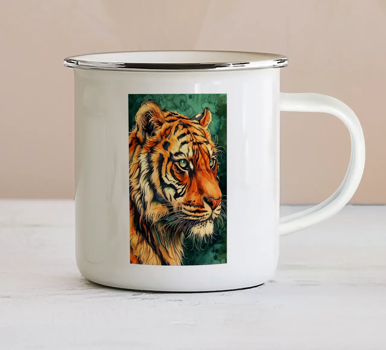 Arte animale della tigre tazza in smalto da Justyna Jaszke JBJart