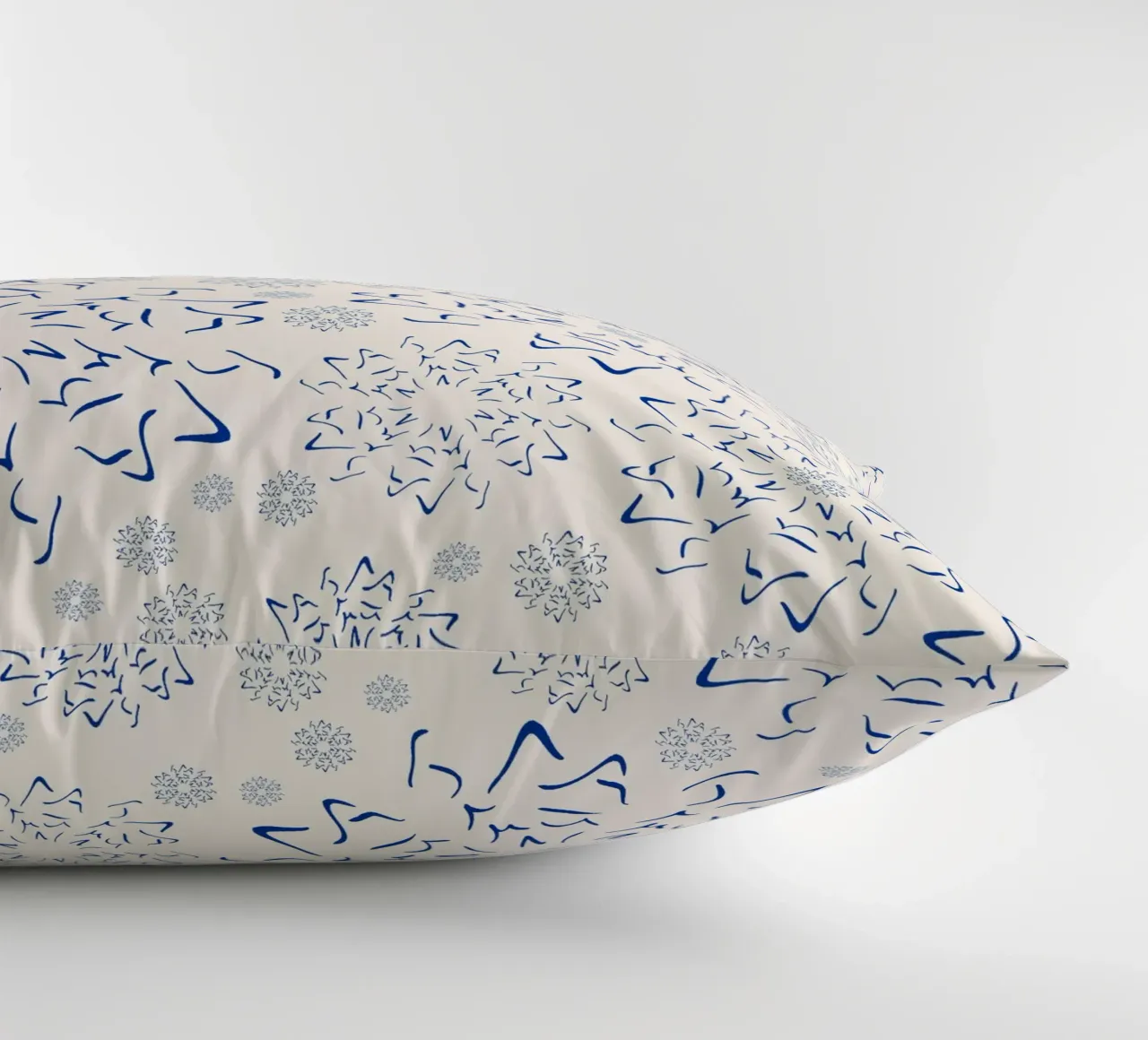Nordic Winter Starburst | Blue on Neutral decorative cushion by sabidussi