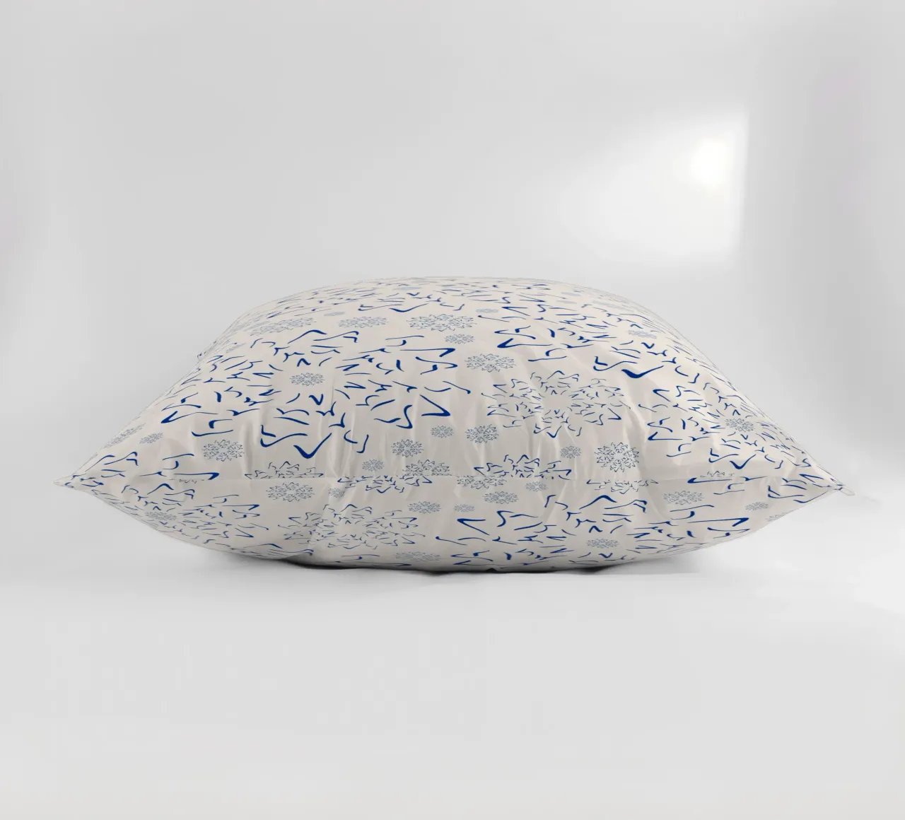 Nordic Winter Starburst | Blue on Neutral decorative cushion by sabidussi