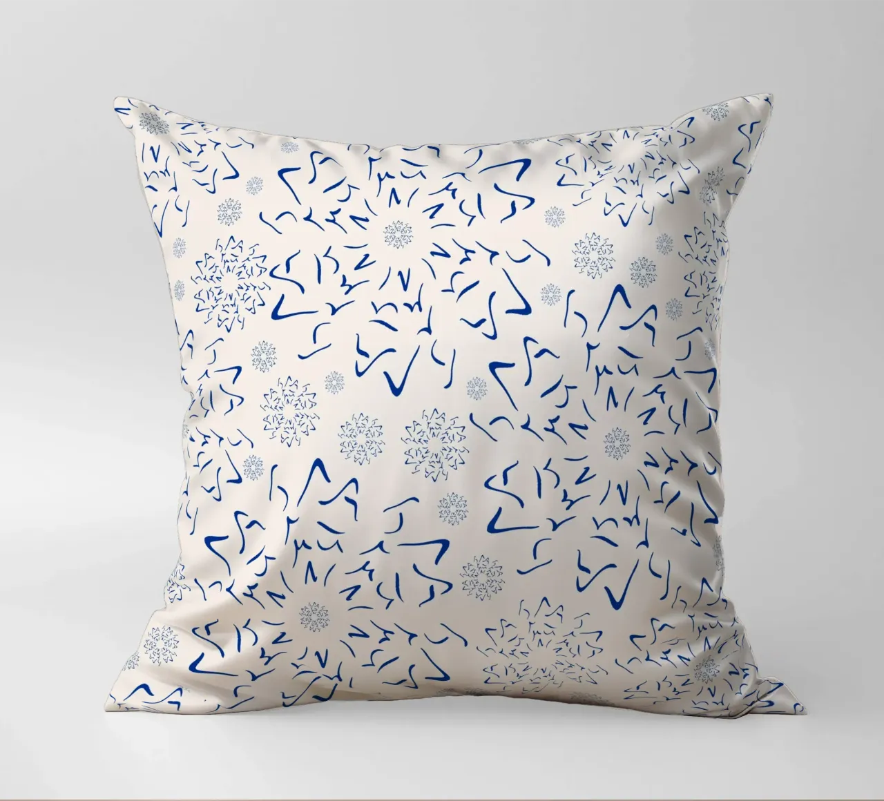 Nordic Winter Starburst | Blue on Neutral decorative cushion by sabidussi
