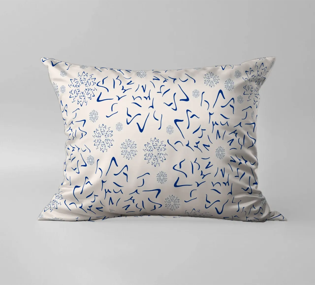 Nordic Winter Starburst | Blue on Neutral decorative cushion by sabidussi