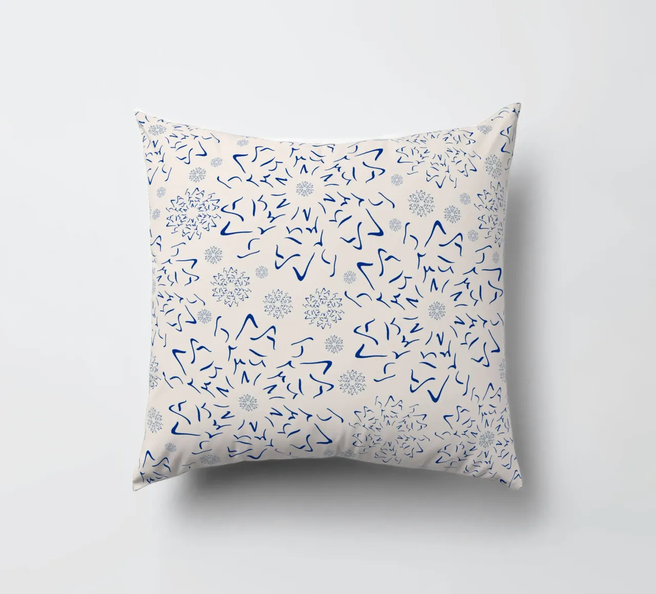 Nordic Winter Starburst | Blue on Neutral decorative cushion by sabidussi