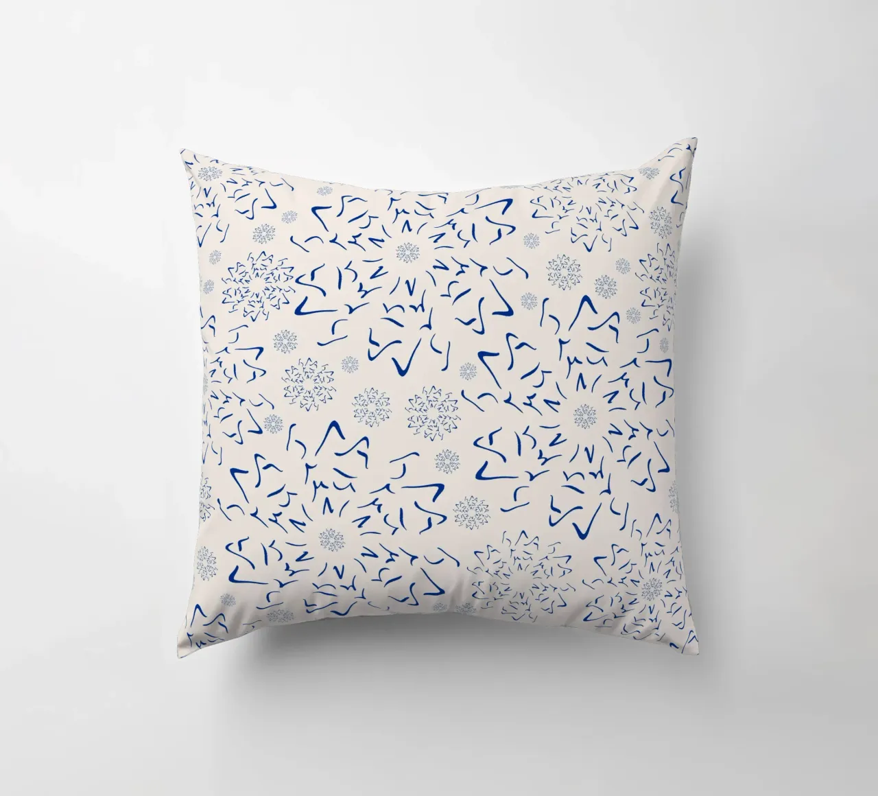 Nordic Winter Starburst | Blue on Neutral decorative cushion by sabidussi