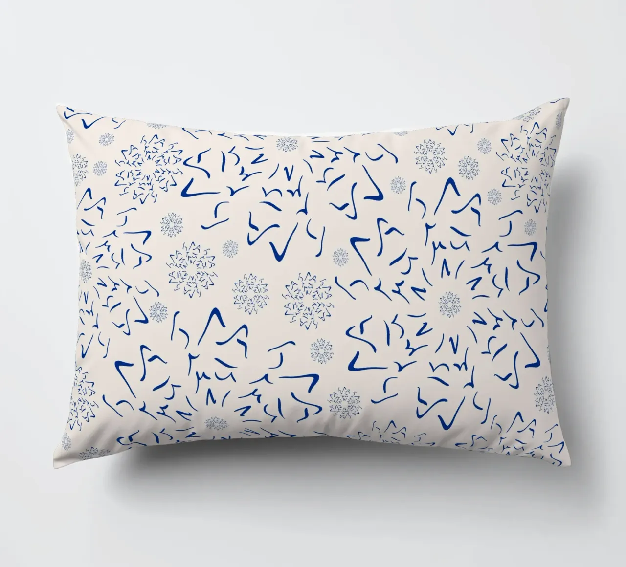 Nordic Winter Starburst | Blue on Neutral decorative cushion by sabidussi