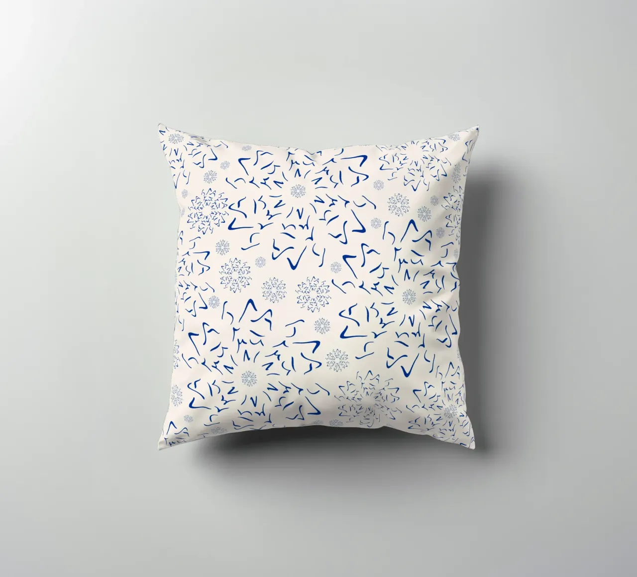 Nordic Winter Starburst | Blue on Neutral decorative cushion by sabidussi
