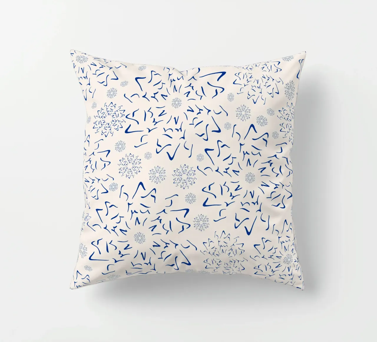 Nordic Winter Starburst | Blue on Neutral decorative cushion by sabidussi