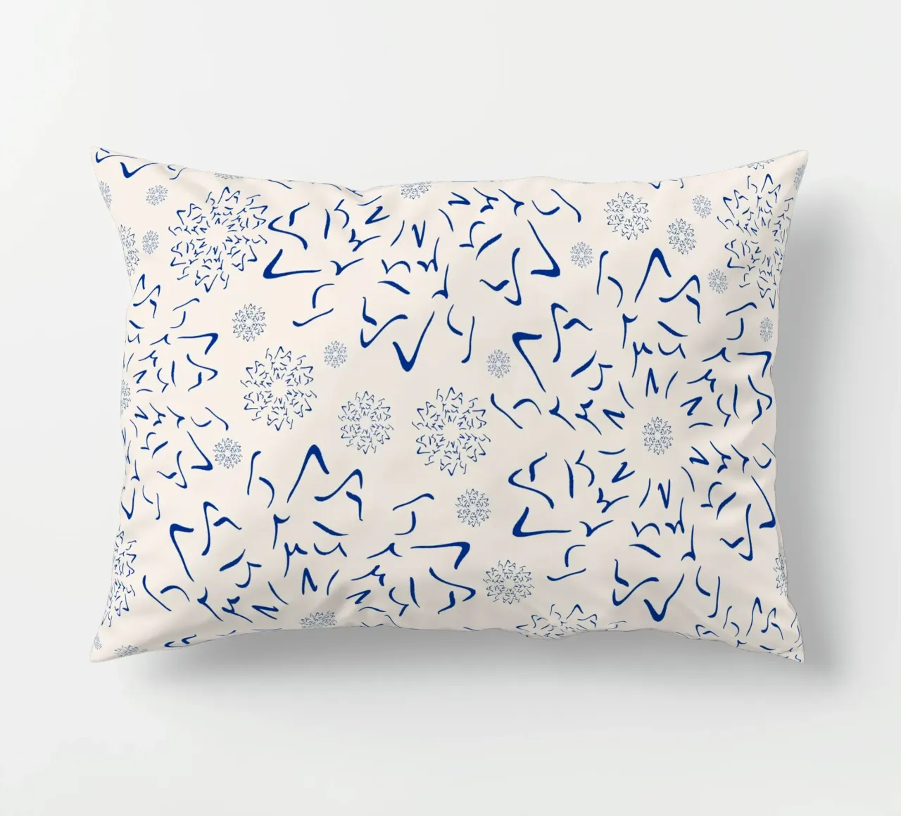 Nordic Winter Starburst | Blue on Neutral decorative cushion by sabidussi