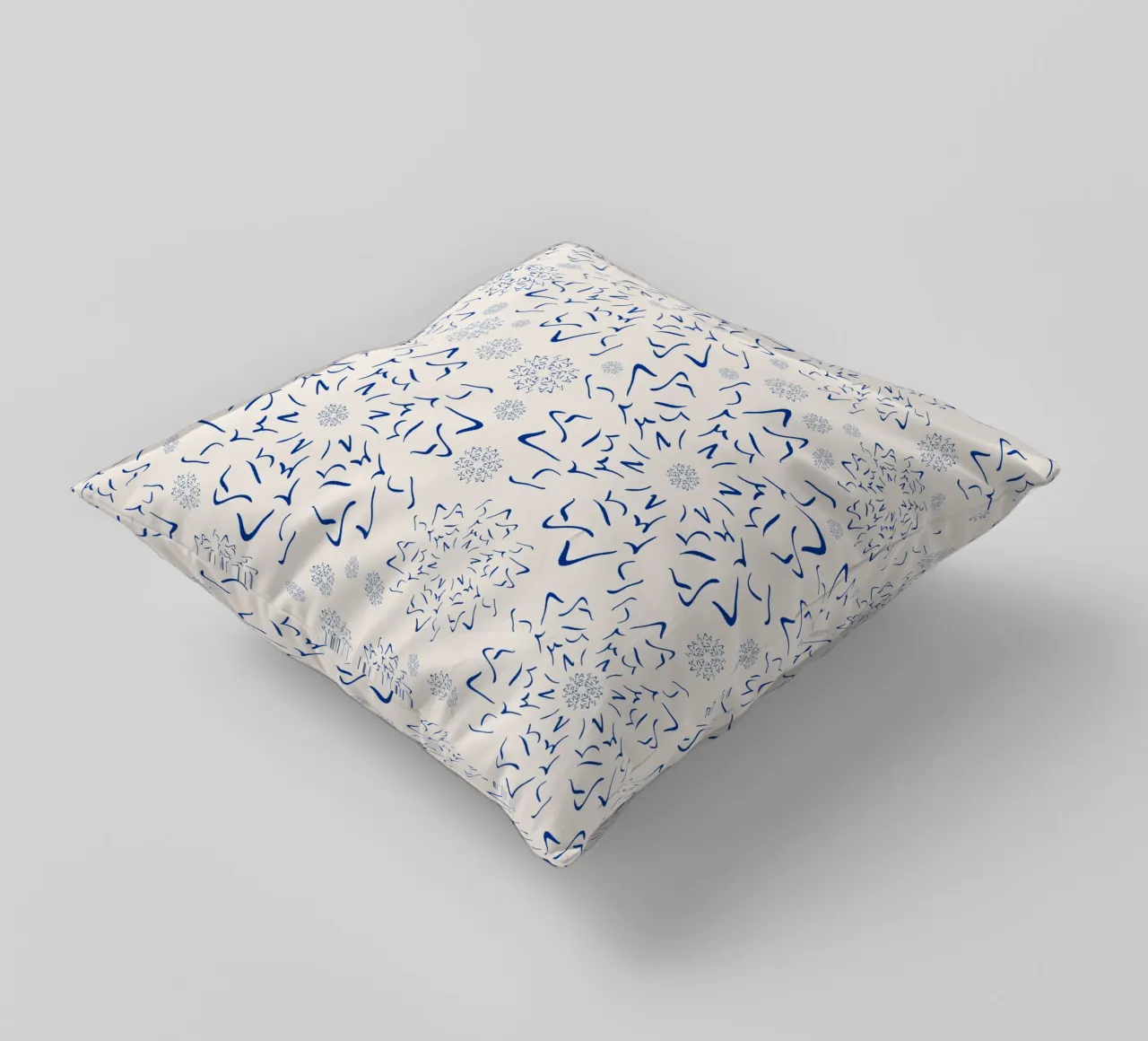 Nordic Winter Starburst | Blue on Neutral decorative cushion by sabidussi