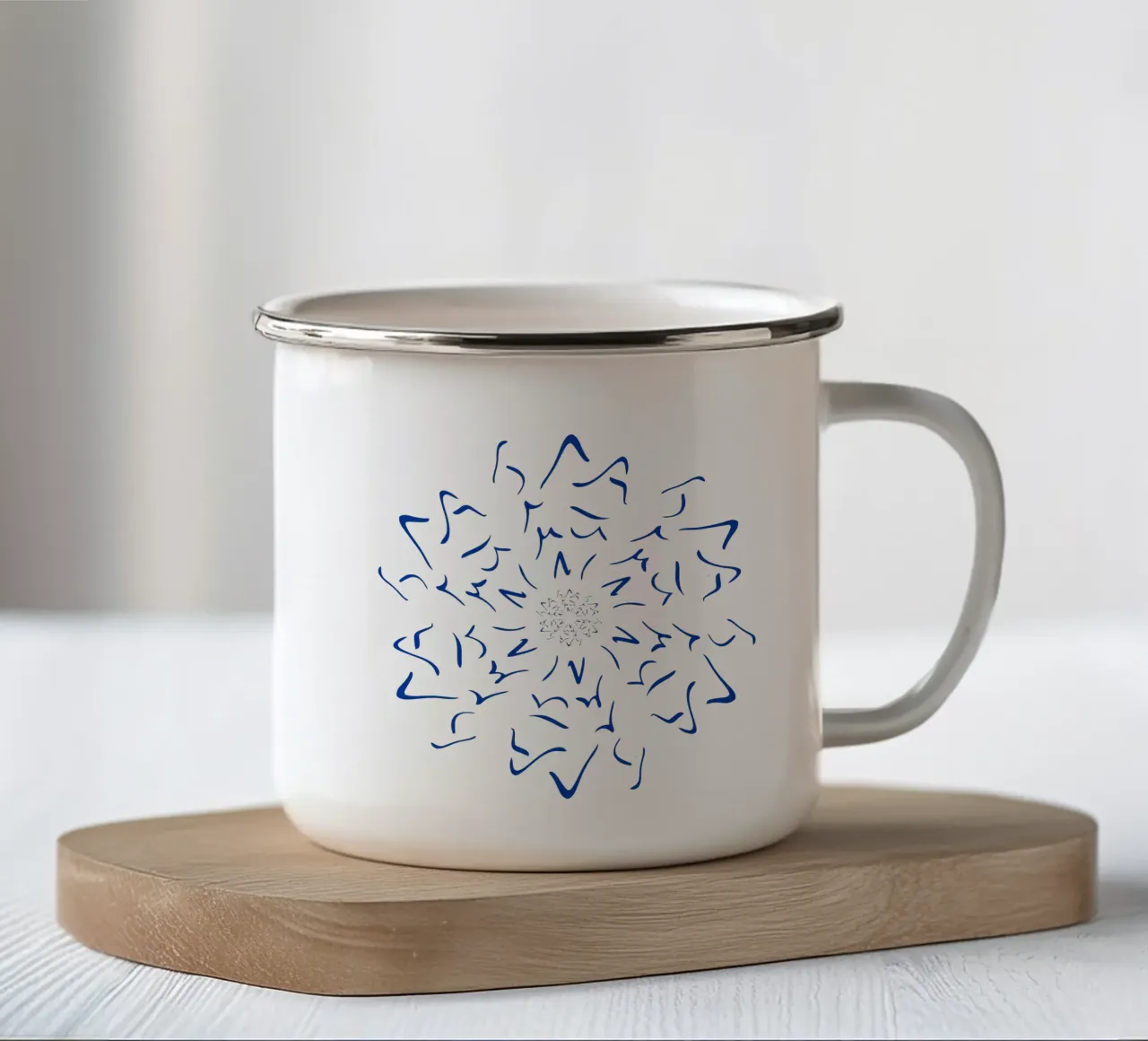 Nordic Winter Starburst | Blue on Neutral tazza in smalto da sabidussi