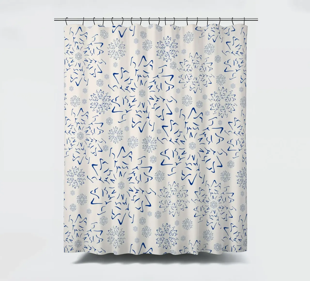 Nordic Winter Starburst | Blue on Neutral cortina de baño de sabidussi