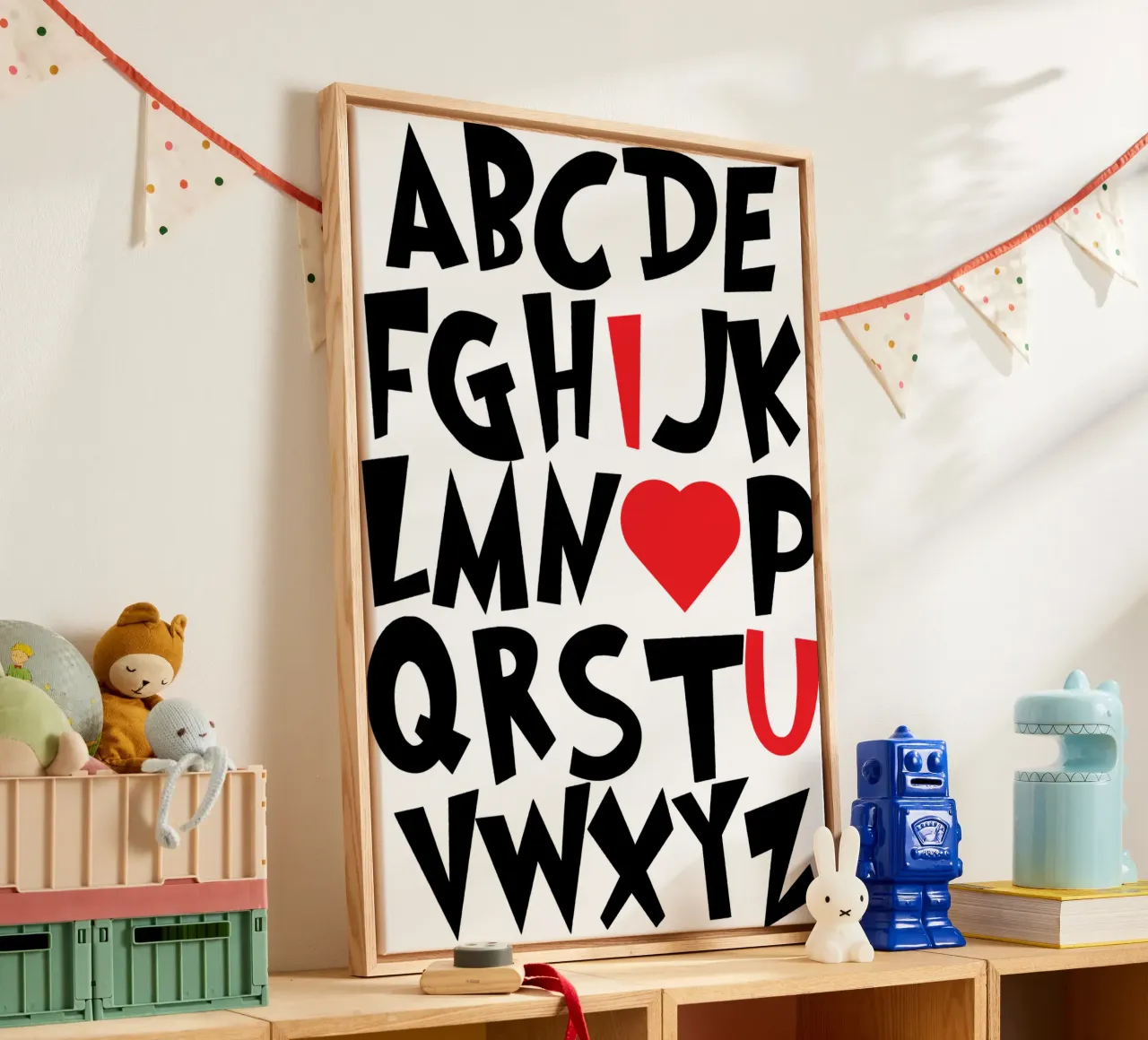 Ti amo ABCD tela con Cornice a cassetta da ririedis