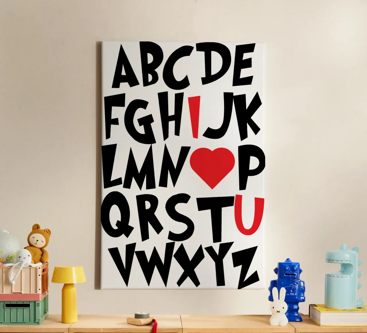 Ti amo ABCD tela con Cornice a cassetta da ririedis
