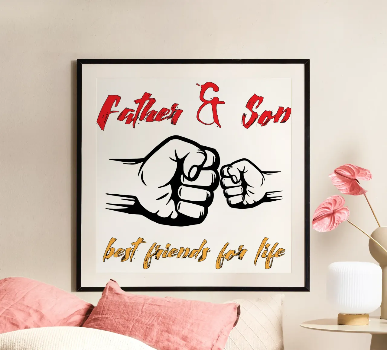 Padre e figlio migliori amici per la vita poster con telaio in alluminio da ririedis