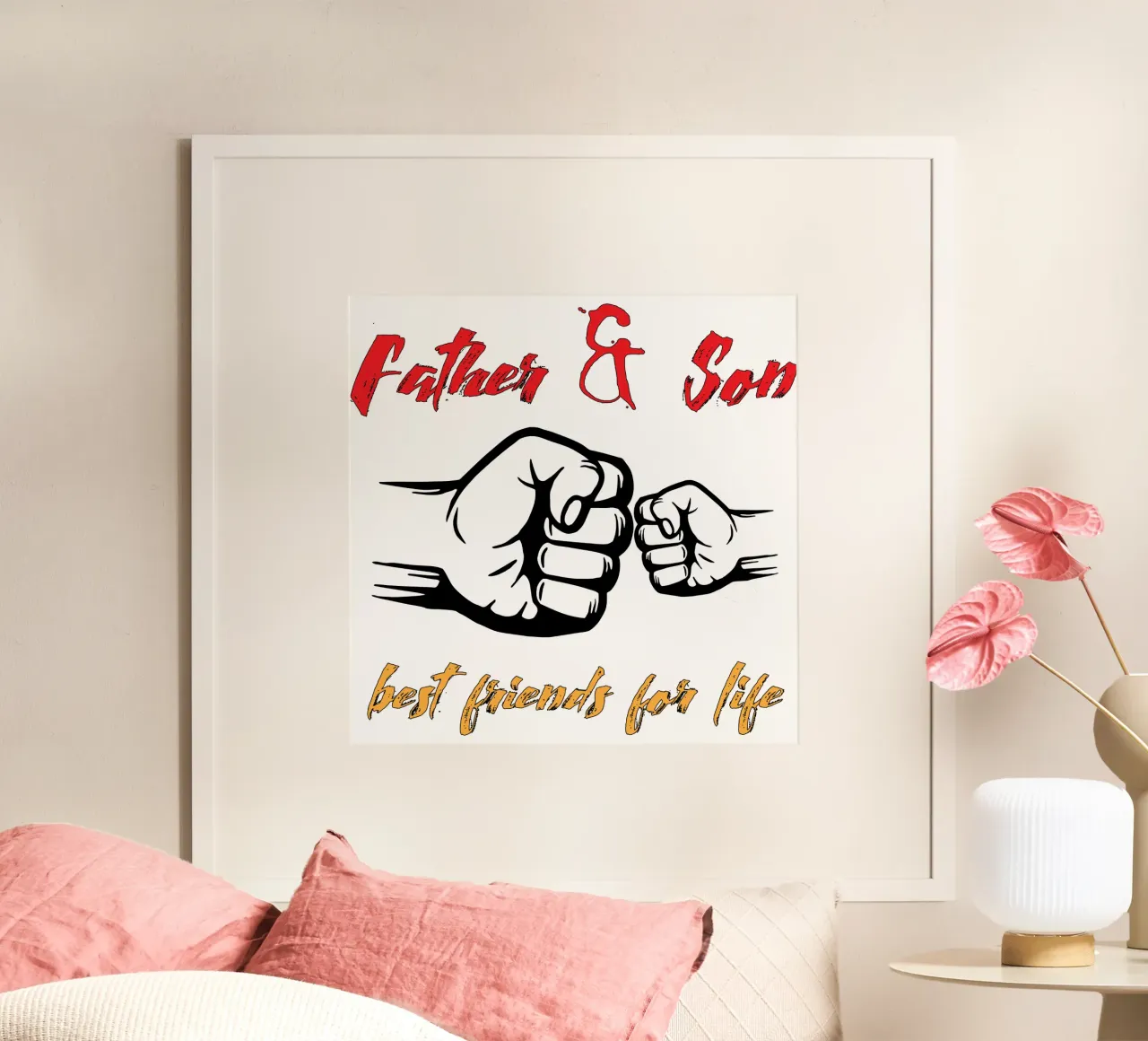 Padre e figlio migliori amici per la vita poster con telaio in alluminio da ririedis